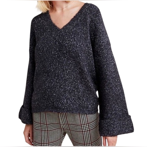 Anthropologie Wool Blend Wide Cuffed Sleeve Sweater Size Small - Picture 2 of 12